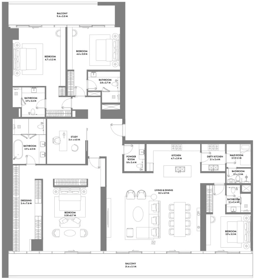 4 Bedroom Apartment